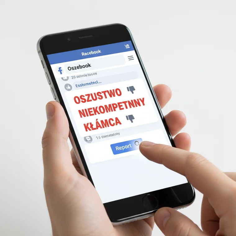 Osoba fotografuje ekran z komentarzami na Facebooku w celu zebrania dowodów zniesławienia w internecie