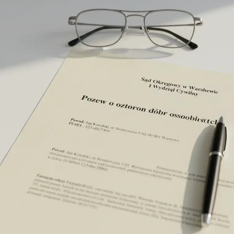 Osoba analizująca lokalną gazetę przed wytoczeniem pozwu cywilnego o zniesławienie w prasie, przygotowuje dokumenty do ochrony dóbr osobistych