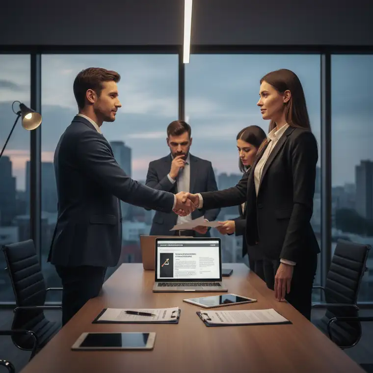 Mediator prowadzący rozmowę stron w sprawie o zniesławienie, notatki z warunkami ugody i decyzją o odstąpieniu od oskarżenia karnego