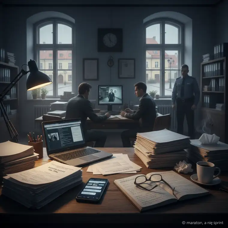 Sędzia analizuje akta sprawy o uporczywe nękanie, pokazując, jak długo może trwać proces karny o stalking w małym mieście