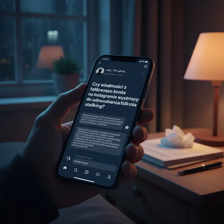 Osoba zgłaszająca na policję dowody stalkingu z Instagrama: ekrany telefonu, screeny fałszywych kont i zapis wiadomości z nękania