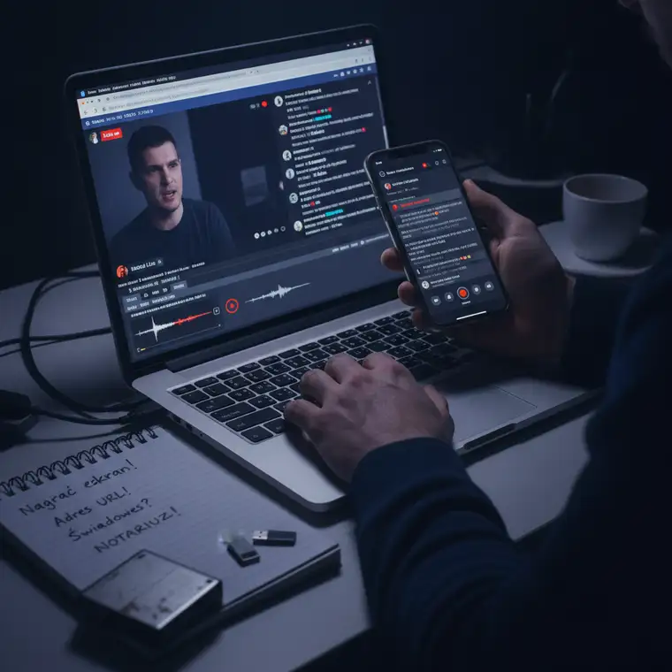 Notariusz sporządzający protokół oględzin relacji live na Facebooku jako formalne zabezpieczenie dowodów zniesławienia