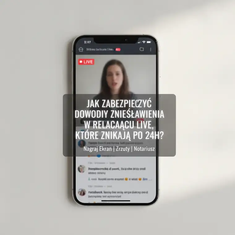 Osoba nagrywająca relację live na Facebooku w celu zabezpieczenia dowodów zniesławienia i ochrony swojej reputacji w sieci